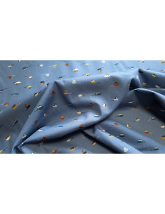 Popeline de coton, bateaux, bleus 2