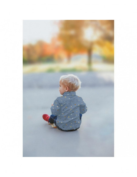 Popeline de coton, bateaux, bleus