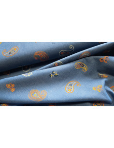 Coton chambray, motifs cachemire orangés 2