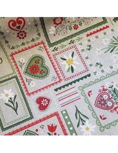 Tissu, Demi-Natté Motif Montagne, Aspect Lin, Laize 140 cm, 80% Coton 20% Polyester 205g/m²