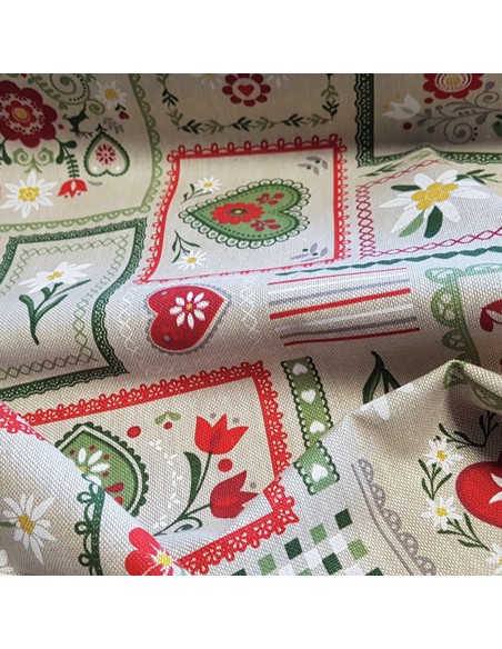 Tissu, Demi-Natté Motif Montagne, Aspect Lin, Laize 140 cm, 80% Coton 20% Polyester 205g/m²