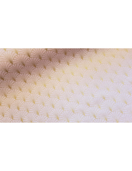 Demi-natté, éventails dorés, rose