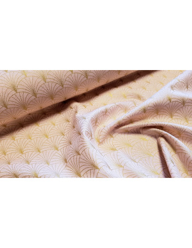 Demi-natté, éventails dorés, rose