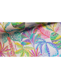 Demi-natté, aspect lin, feuilles multicolores