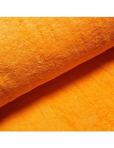 Tissu, Éponge Uni, Orange Vif, Laize 140 cm, 100% Coton