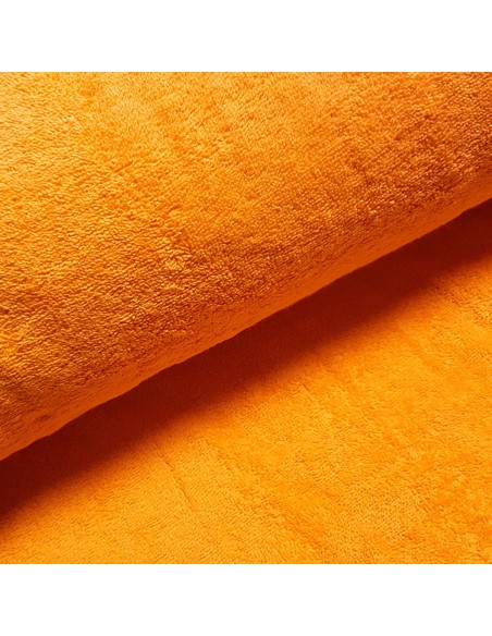 Tissu, Éponge Uni, Orange Vif, Laize 140 cm, 100% Coton