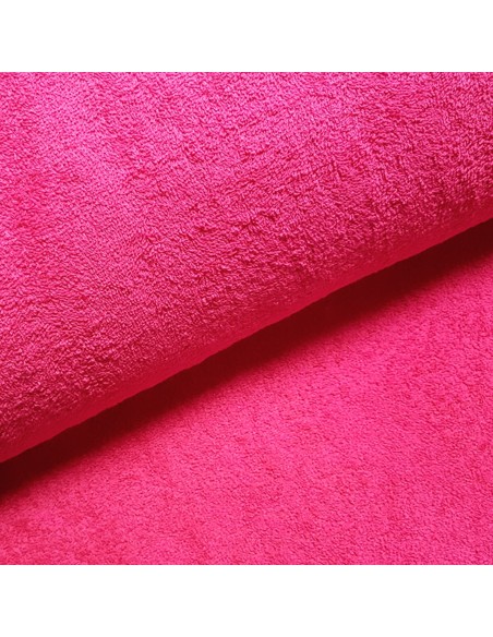 Tissu, Éponge de Coton Uni, Fuchsia, Laize 140 cm, 100% Coton
