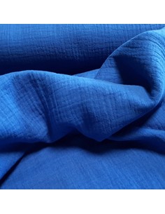 Tissu, Double Gaze Unie, Bleu Roi, Laize 132 cm, 100% Coton BIO Oeko-Tex 158.4g/m² 2
