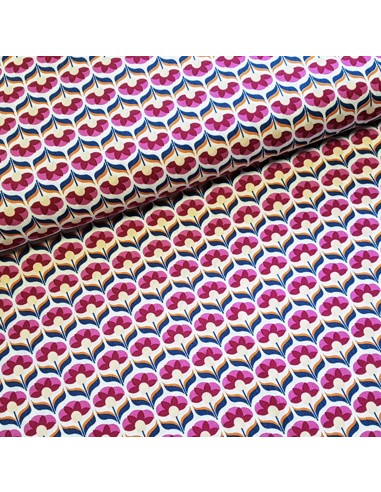 Tissu, Viscose Imprimée Fleurs Graphiques, Tons Variés, Laize 145 cm, 100% Viscose 152.3g/ml