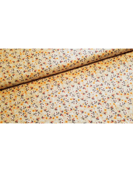 Viscose imprimée, fleurs, beige