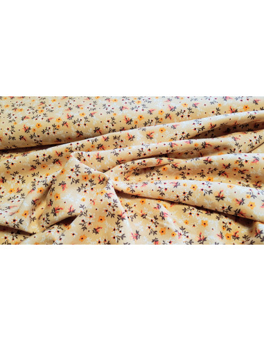 Viscose imprimée, fleurs, beige