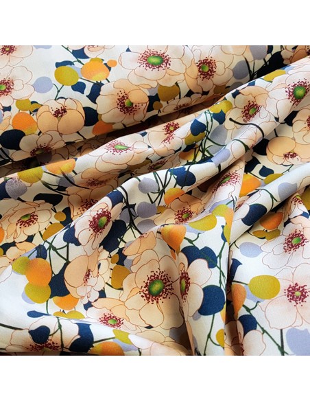 Tissu, Viscose Imprimée Fleuri, Multicolore, Laize 145 cm, 100% Viscose 152g/m²