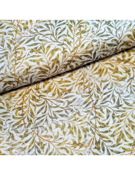 Tissu, Voile de Viscose Plumetis Imprimé Feuilles, Multicolore Feuillage, Laize 145 cm, 100% Viscose 111g/m²