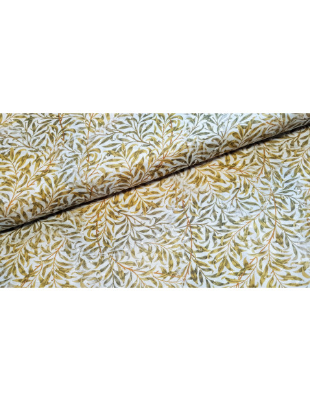 Viscose imprimée, voile plumetis, feuilles