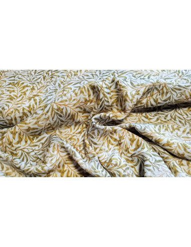 Viscose imprimée, voile plumetis, feuilles