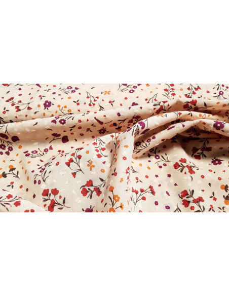 Coton plumetis imprimé, fleurs