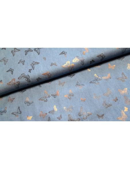 Coton chambray, papillons