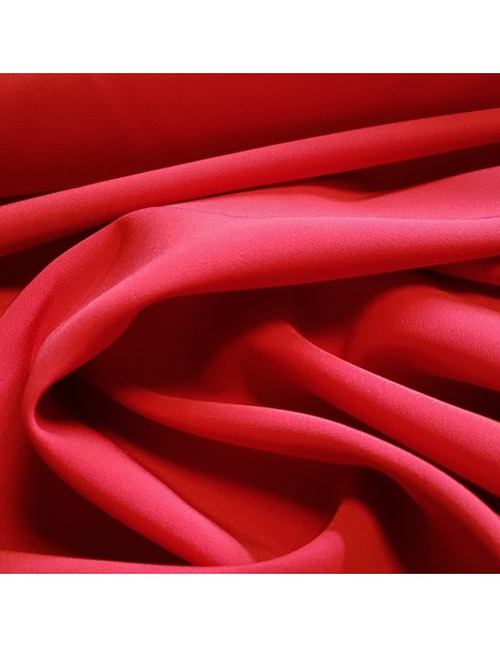 Tissu, Sergé Microfibre Stretch, Rouge Intense, Laize 145 cm, 94% Polyester 6% Élasthanne