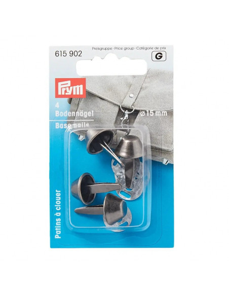 Patins à clouer pour sacs, 15mm, vieux argent