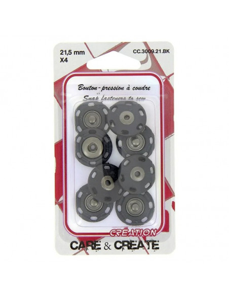 Boutons pression à coudre, 21.5mm, noir, x4