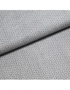 Tissu, Popeline de Coton Carrés Géométriques, Bleus et Blancs, Laize 150 cm, 100% Coton