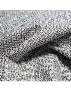 Tissu, Popeline de Coton Carrés Géométriques, Bleus et Blancs, Laize 150 cm, 100% Coton 2