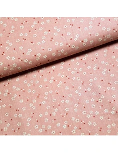 Tissu, Popeline de Coton, Fleurs de Cerisier, Rose, Laize 150 cm, 100% Coton