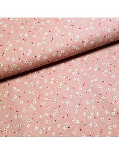 Tissu, Popeline de Coton, Fleurs de Cerisier, Rose, Laize 150 cm, 100% Coton