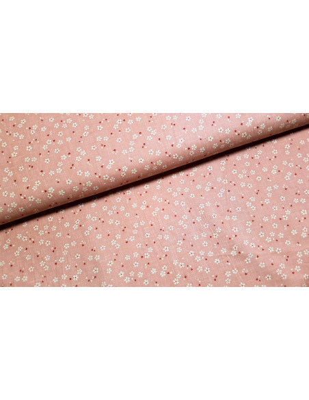 Popeline de coton, fleurs de cerisier, rose