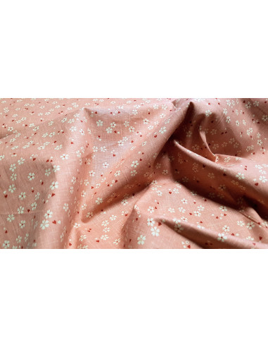 Popeline de coton, fleurs de cerisier, rose