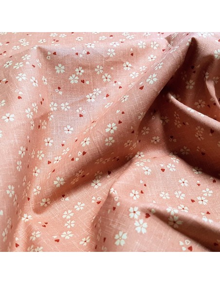 Tissu, Popeline de Coton, Fleurs de Cerisier, Rose, Laize 150 cm, 100% Coton