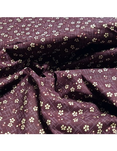 Tissu, Popeline de Coton Fleurs de Cerisier, Violet, Laize 150 cm, 100% Coton