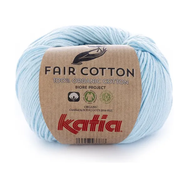 Pelote de coton bio Katia Fair Cotton, bleu clair