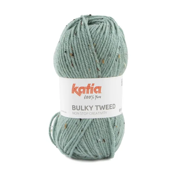 Pelote de laine Katia Bulky Tweed, vert sauge chiné