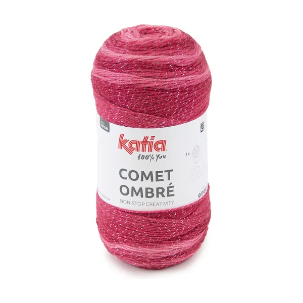 Pelote de laine Katia Comet Ombré, rose framboise dégradé