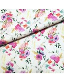 Tissu, Voile de Coton Fleuri, Rose, Laize 145 cm, 100% Coton