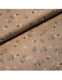 Tissu, Jersey de Coton Imprimé Éléphants, Savane Ensoleillée, Laize 150 cm, Coton Stretch Oeko-Tex