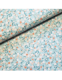 Tissu, Cretonne de Coton, Fleurs Japonisantes Imprimé Multicolore, Laize 150 cm, 100% Coton