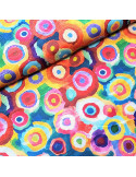 Tissu, Microfibre Satinée, Ronds Multicolores, Laize 145 cm, 97% Polyester 3% Elasthanne