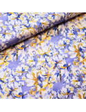 Tissu, Microfibre Satinée Floral Abstrait, Violet, Laize 145 cm, 97% Polyester 3% Elasthanne
