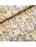 Tissu, Popeline de Coton Fleurie, Multicolore, Laize 150 cm, 100% Coton 112.5g/m²