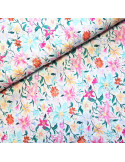 Tissu, Voile de Coton Brodé Fleuri, Rose, Laize 135 cm, 100% Coton 131g/m²