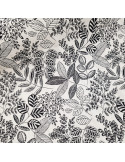 Tissu, Jacquard Gobelin Feuillage, Noir et Blanc, Laize 150 cm, 62% Coton 38% Polyester 340g/m²