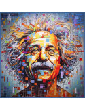Tissu, Simili Cuir Imprimé, Motif Einstein, Panneau 45x45 cm, Simili Cuir