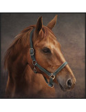 Tissu, Simili Cuir Imprimé, Motif Cheval, Tons Naturels, 450x450 mm, 76% PVC 22% Polyester 2% Polyuréthane