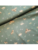 Tissu, Popeline de Coton, Petits Poneys Vert Sauge, Laize 150 cm, 100% Coton 150g/m²