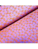 Tissu, Voile de Coton Brodé Floral, Mauve & Orange Vif, Laize 130 cm, 99% Coton 1% Polyester 127g/m²