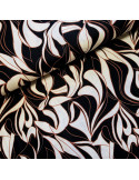 Tissu, Lin Lavé Imprimé Feuilles Élégantes, Multicolore, Laize 140 cm, 100% Lin 336g/ml