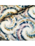 Tissu, Viscose Imprimée Tie & Dye, Vert et Beige, Laize 140 cm, 100% Viscose 154g/m²