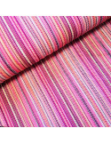 Tissu, Filet Macramé Rayé Ajouré, Roses Multicolores, Laize 150 cm, Polyester Élasthanne